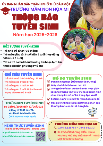 thông báo tuyển sinh trường mn Họa Mi